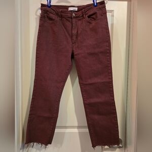 Women's Vervet Frayed Hem Jeans in Maroon